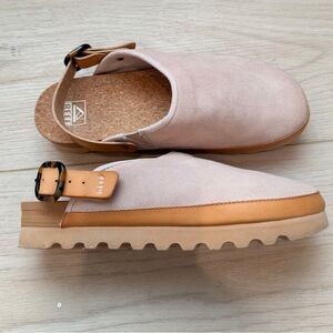 Reef Cushion Sage Slip-On Clogs — Women’s 10 — Blush Pink Suede